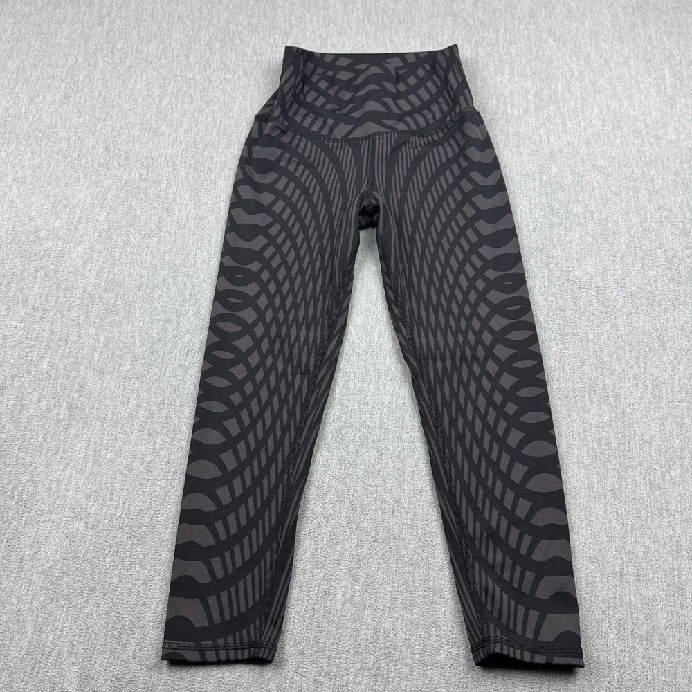 Alo Yoga Leggings Womens XS Black Airbrush‎ Arches 21" Cropped Training Running